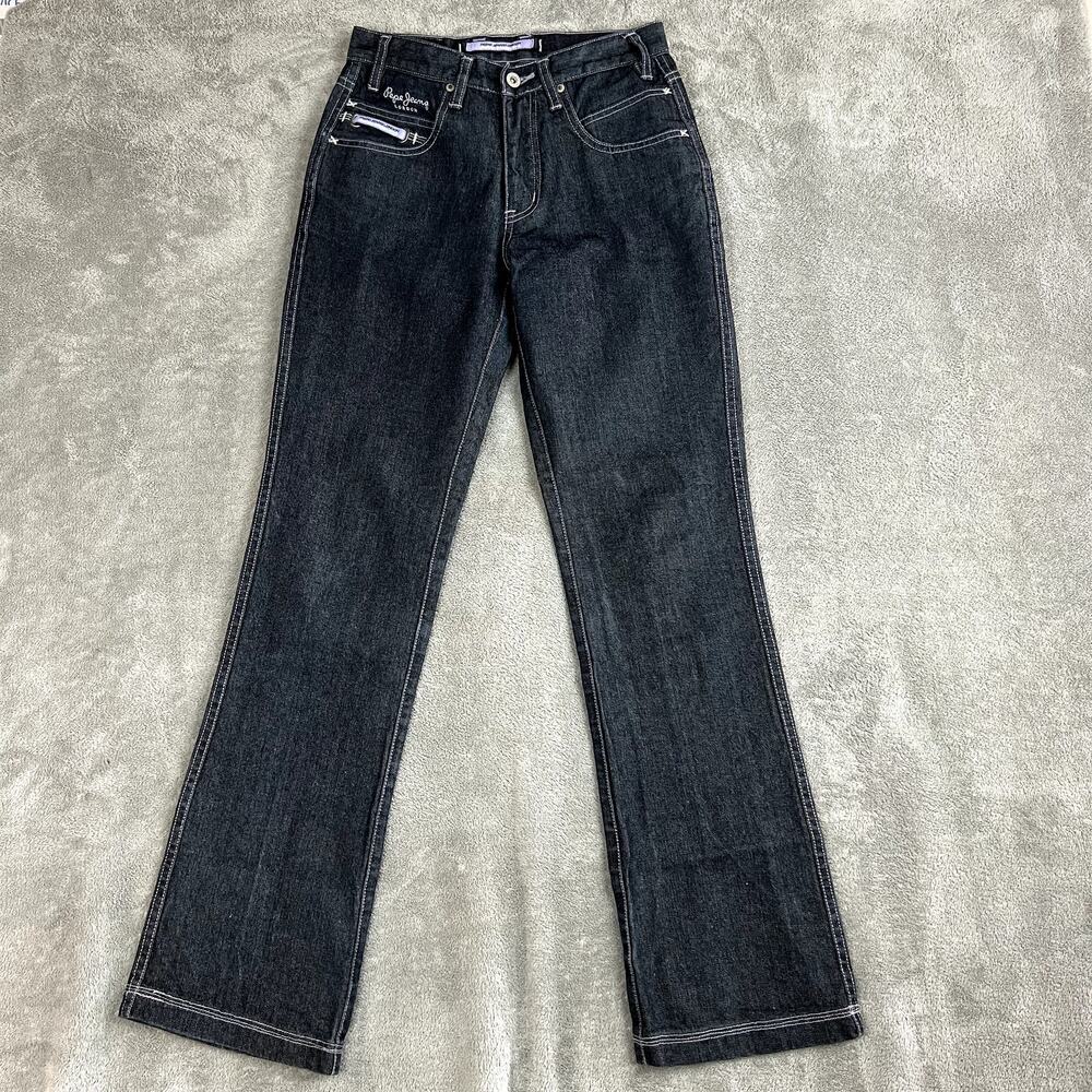Vintage Y2K Pepe Jeans Womens 26 Dark Wash Contrast‎ Stitching Bootcut